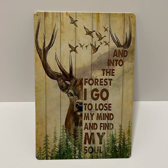 Hunting Deer And Duck And Into The Forest I Go Art Metal Wall Plaque Decor New - Picture 7 of 16